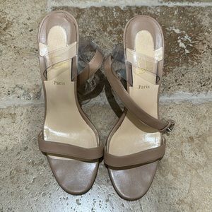 Authentic Christian louboutin nude heels with clear straps